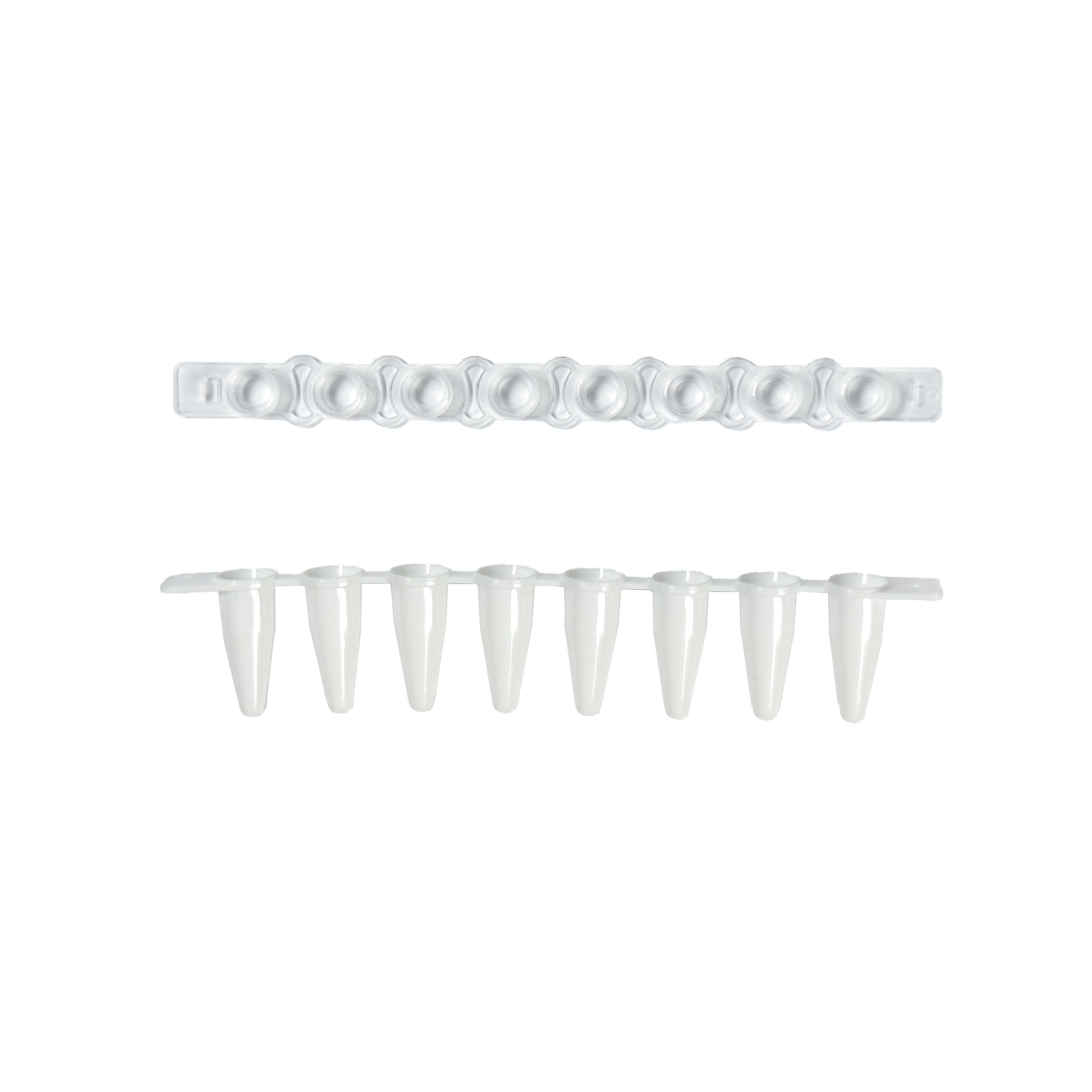 Мікропробірки «MR», 0.2 мл для ПЛР в стрипі по 8 штук, з кришкою, вільні від ДНКаз, РНКаз, білі (125 стрипів в упаковці)